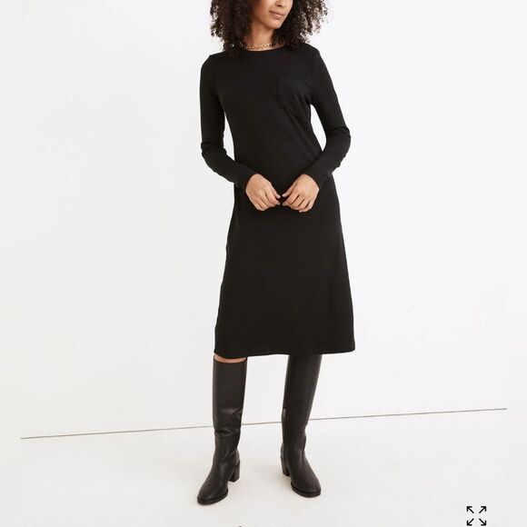 NWT Madewell Crew Neck Pocket MIDI Dress - Picture 1 of 9